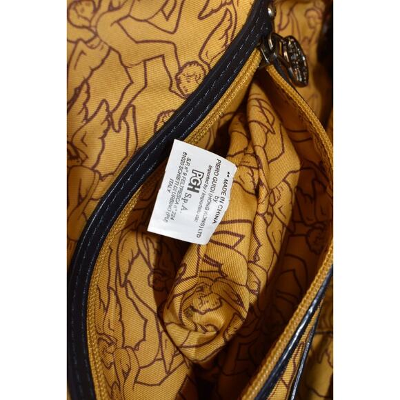 Piero Guidi Magic Circus Deserto Dipinto Handbag Black Leather All Over Print - Picture 6 of 8